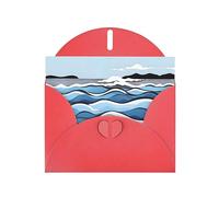 Red MJHKXLJ Waves lapping at the rocks Carte de vœux nacrée - Enveloppe incluse - Parfait pour Noël, anniversaires, Saint-Valentin, mariages, et plus encore