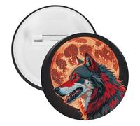 Red Moon Badge rond en métal pour sac à dos, broche légère pour chemises, vestes, châle, manteau unisexe, 20PCS, Fer blanc, épingles rondes en métal