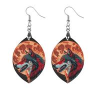 Red Moon Boucles d'oreilles en bois de loup pour femme, bijoux vintage élégants en bois, boucles d'oreilles légères pour mariage, fête, cadeau de tous les jours, Apricot shaped, Bois, Bois.