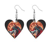 Red Moon Boucles d'oreilles en bois de loup pour femme, bijoux vintage élégants en bois, boucles d'oreilles légères pour mariage, fête, cadeau de tous les jours, Love, Bois, Bois.