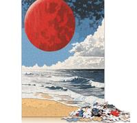 Red Moon Over Ocean Puzzle 1000 Pièces Educa Jouet en Bois Cadeau Unique De l'art De La Décoration Jeu Éducatif Challenge Toy Adultes & Enfants des 14 Ans 1000pcs (38x26cm)