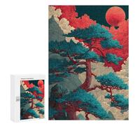 Red Moon Rising Mystical Landscape Puzzle 300 Pièces Educa Jouet en Bois Cadeau Unique Décoration Intérieure Jeu Éducatif Challenge Toy Adultes Et Enfants À Partir De 14 Ans 300 PCS