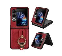(Red,Multicolor)For ZTE nubia Flip2 5G A404ZT Case Wristband Kickstand Leather + PC + TPU Phone Cover with Bottle Op
