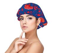 Red Mushrooms Bonnet de nuit en satin pour adulte Protection des cheveux et confort Noir Taille unique