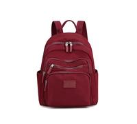 (red)New Dark Green Women's Backpack Waterproof Nylon Backpack Student School Bag Suitable For Girls' Small Travel Rucksack
