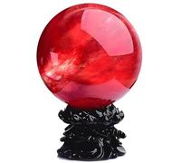 Red Obsidian Ball with Stand, 4 Inch Crystal Ruby Sphere Melting Quartz Gemstone for Feng Shui Divination Home Decoration Gemstone Stone