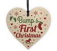 RED OCEAN Bumps First Christmas Décoration de Noël en Bois en Forme de cœur Inscription Mum to Be 1st Christmas Décoration Faite à la Main