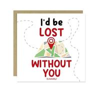 RED OCEAN Carte d'anniversaire amusante avec inscription « I'd Be Lost Without You Literally » - Carte de Saint-Valentin pour mari, épouse, petit ami, petite amie, anniversaire de mariage pour