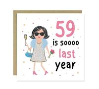 RED OCEAN Carte d'anniversaire amusante pour 60e anniversaire pour meilleure amie, maman, grand-mère, tante, sœur 59 Is So Last Year - Carte d'anniversaire pour femme avec enveloppe kraft fantaisie