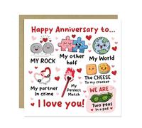 RED OCEAN Carte d'anniversaire de mariage avec inscription « Happy Anniversary To My Rock My Other Half My World » - Carte d'anniversaire romantique pour mari, épouse, petite amie, petit ami
