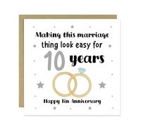 RED OCEAN Carte d'anniversaire de mariage pour mari, épouse, couple, carte d'anniversaire de mariage pour mari, 10e épouse avec enveloppe kraft incluse
