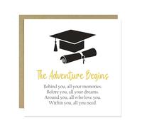 RED OCEAN Carte de félicitations pour remise de diplôme pour fille, fils, petit-fils, petite-fille avec enveloppe kraft The Adventure Begins Graduation Lui Her