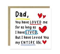 RED OCEAN Carte pour papa avec enveloppe kraft incluse Cartes d'anniversaire pour la fête des pères Thank You From Daughter Son Loved You My Entire Life Best Friend