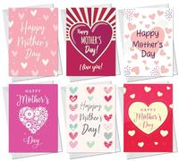 RED OCEAN Lot de 6 cartes de fête des mères, carte pour maman, carte pour grand-mère, carte pour nounou, carte pour grand-mère, carte pour belle-mère, carte pour elle, cartes de vœux pour la fête des