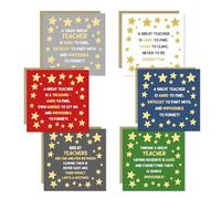 RED OCEAN Lot de 6 cartes de remerciement pour enseignants - 145 x 145 mm - Avec enveloppe kraft