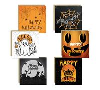 RED OCEAN Lot de 6 cartes de vœux d'Halloween avec enveloppes kraft 145 x 15 mm pour enfants Motifs effrayants Citrouilles Fantômes
