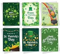 RED OCEAN Lot de 6 cartes de vœux et enveloppes blanches pour la Saint-Patrick pour les amis ou la famille, cartes de jour irlandaises avec trèfle pour meilleur ami, mari, épouse, frère, sœur