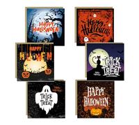 RED OCEAN Lot de 6 cartes d'Halloween avec enveloppes kraft 145 x 145 mm Motif effrayant pour enfants, amis, famille