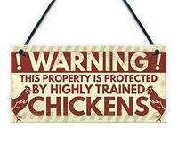 RED OCEAN Panneau d'avertissement fantaisie en forme de poule - Cadeau d'anniversaire amusant pour les amateurs de poulet