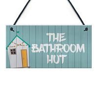 RED OCEAN Panneau de toilettes nautique insolite avec inscription « The Bathroom Hut»