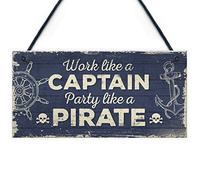 RED OCEAN Panneau nautique amusant Captain Pirate Bar Pub Man Cave Plaque de cuisine Fête Amitié Cadeau pour homme