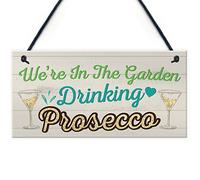 Red Ocean Plaque d'amitié à suspendre avec inscription « In The Garden Drinking Prosecco Friend »