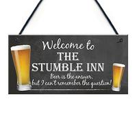 RED OCEAN Plaque fantaisie à suspendre avec inscription « Welcome To The Stumble Inn »