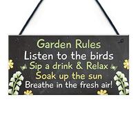 RED OCEAN Plaque fantaisie à suspendre avec règles de jardin - Cadeau d'amitié