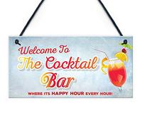 RED OCEAN Plaque fantaisie à suspendre « Welcome To Cocktail Bar » - Cadeau d'amitié