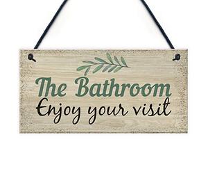 RED OCEAN Plaque murale fantaisie pour salle de bain, toilettes ou toilettes - Style shabby chic