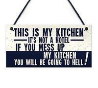 RED OCEAN Plaque murale vintage humoristique avec inscription « This Is My Kitchen »