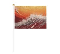 Red Ocean Waves Lot de 10 petits drapeaux à main, mini drapeaux sur bâton pour fête, activités d'équipe, défilés, décoration de vacances