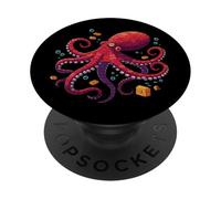 Red Octopus Made from Bricks with Bubbles and Treasure PopSockets PopGrip Adhésif