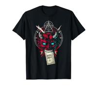 Red Oni Demon Devil Head Money Dark Art T-Shirt