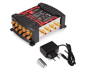 RED OPTICUM OMS 9/8 Pro TR Multiswitch pour la réception de Deux Positions Satellites jusqu'à 8 participants/Contacts plaqués Or / 4K, 3D, UHD adapté/Quattro LNB adapté/contrôlable terrestre