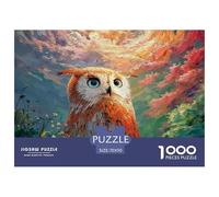 Red Owl with Blue Eyes 1000 Pièces Carton Extra-épais Coffret De Puzzles Cute Owl Stimulant Et Éducatif Défi Unique Puzzles pour Adultes Et Enfants 70x50cm/1000pcs
