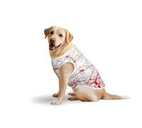 Red Paint Art T-shirt imprimé doux pour chiens de grande taille, vêtements en coton extensible pour animaux domestiques (3XL-5XL)