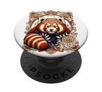 Red Panda Boho Floral Femme Panda Rouge PopSockets PopGrip Adhésif
