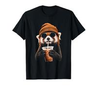 Red Panda Boire du café glacé Funny Hipster Red Panda T-Shirt Graphique avec Valeur