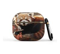 Red Panda Coque pour écouteurs sans fil ultra légers pour écouteurs de 3e génération - Coque de protection complète contre les chutes avec porte-clés - Jolie coque rigide de protection avant visible à