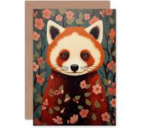 Red Panda Cute Tree Blossom For Wife Her Mum Sister Daughter Mom Gran Nan Birthday Thank You Kids Child Blank Art Greeting Card