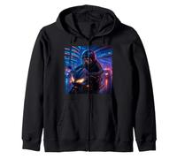 Red Panda Cyberpunk Rider Moto Biker Synthwave Sweat à Capuche