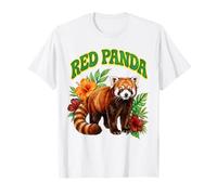 Red Panda Groovy Aquarelle Florale Boho Red Panda T-Shirt