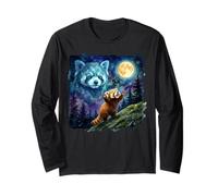 Red Panda Howling at The Moon Funny Parody Art Manche Longue