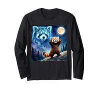 Red Panda Howling at The Moon Parody Night Sky Art Manche Longue