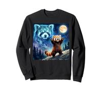 Red Panda Howling at The Moon Parody Night Sky Art Sweatshirt