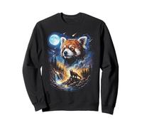 Red Panda Hurlant à la Lune Vintage Nature Art Sweatshirt