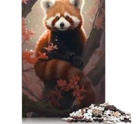 Red Panda in Forest Nature Puzzle 1000 Pièces Cadeau Unique Jeu Éducatif Défi Jouet À De Qualité Supérieure Peinture Art pour Adultes Et Enfants À Partir De 14 Ans 1000pcs (38x26cm)