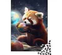 Red Panda in Space 1000Pc Puzzle for Adults Red Panda with Glowing Orb for The Whole Family Women, Gifts for Men 70x50cm 1000pcs