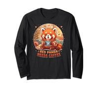 Red Panda Needs Coffee Red Panda Girls Kids Manche Longue